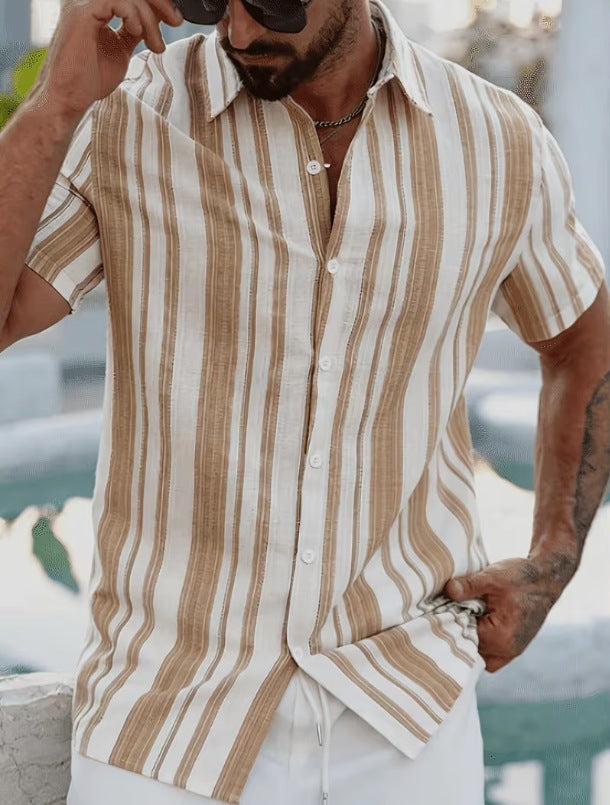 Men's Casual Button-Down Vacation Top