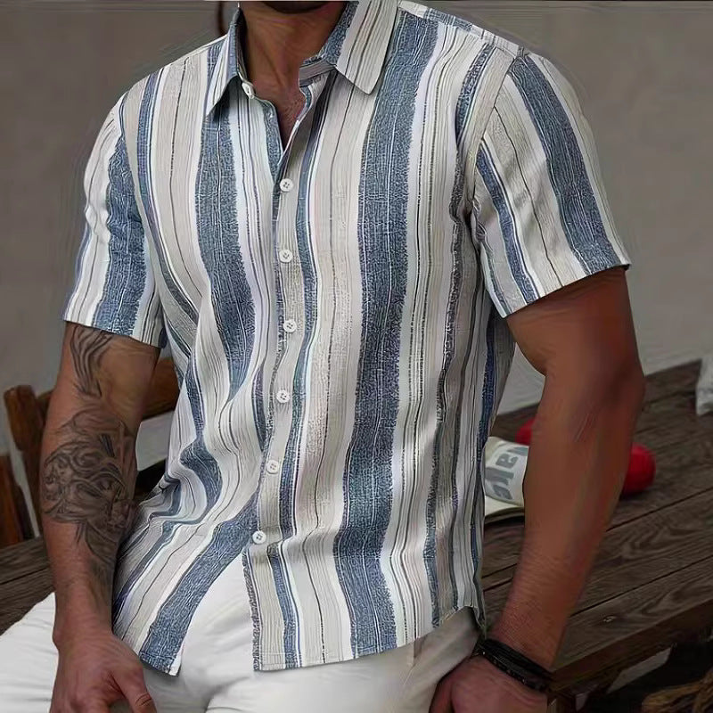 Men's Casual Button-Down Vacation Top