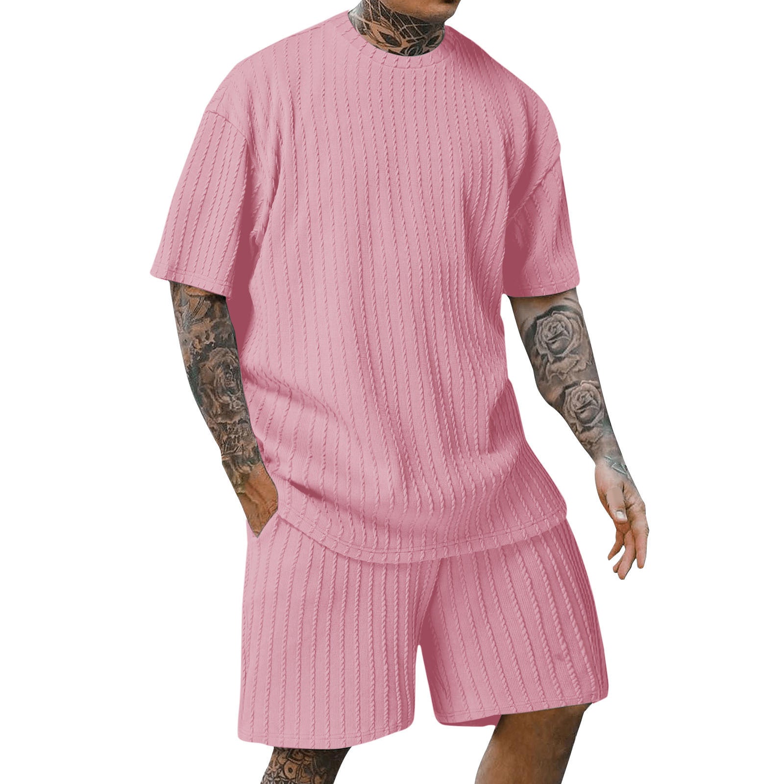 Men's Ribbed T-Shirt & Shorts Set