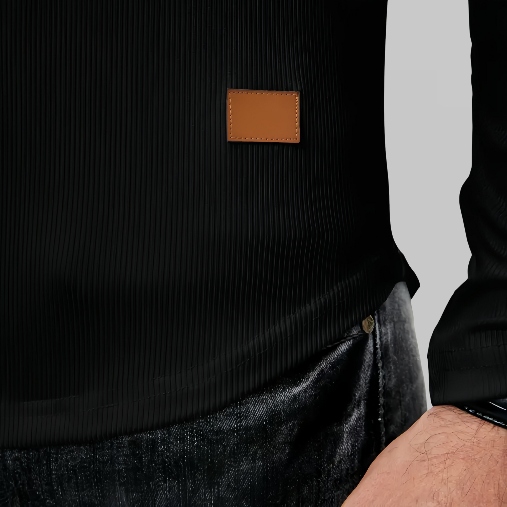 Men’s Henley Notch Neck Ribbed Long Sleeve Slim Fit T-Shirt