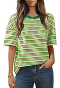 New casual and versatile striped short-sleeved T-shirt