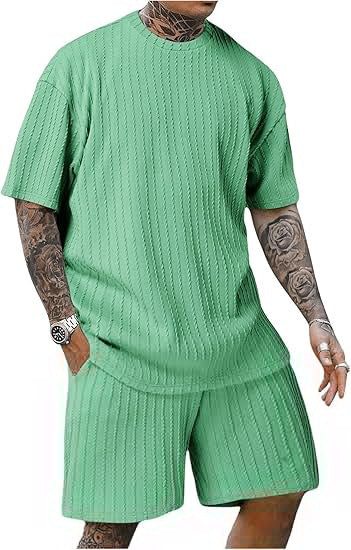 Men's Ribbed T-Shirt & Shorts Set