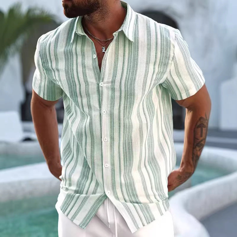 Men's Casual Button-Down Vacation Top