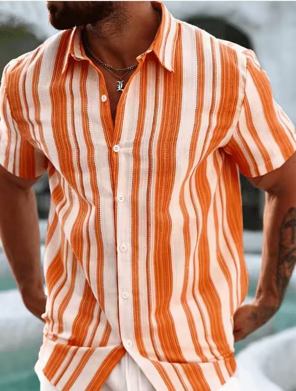 Men's Casual Button-Down Vacation Top